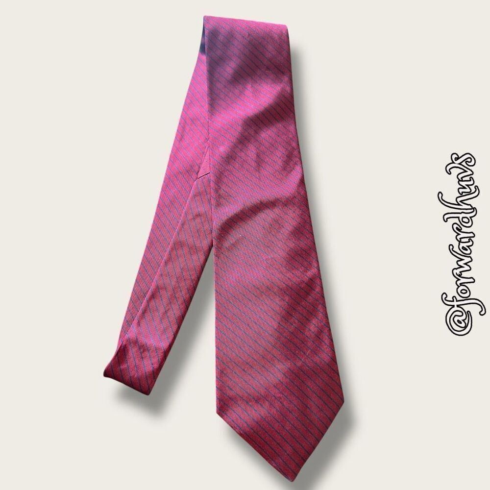 Tommy Hilfiger Red Necktie with Blue Pinstriping – 56 Inches Long